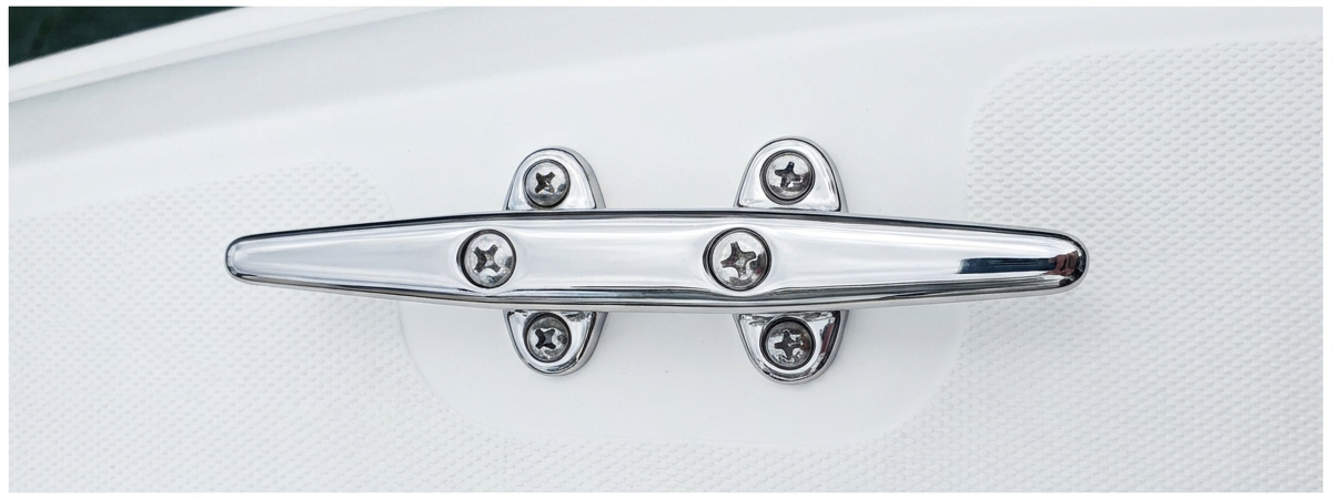 Clean boat cleat hardware after rust removal